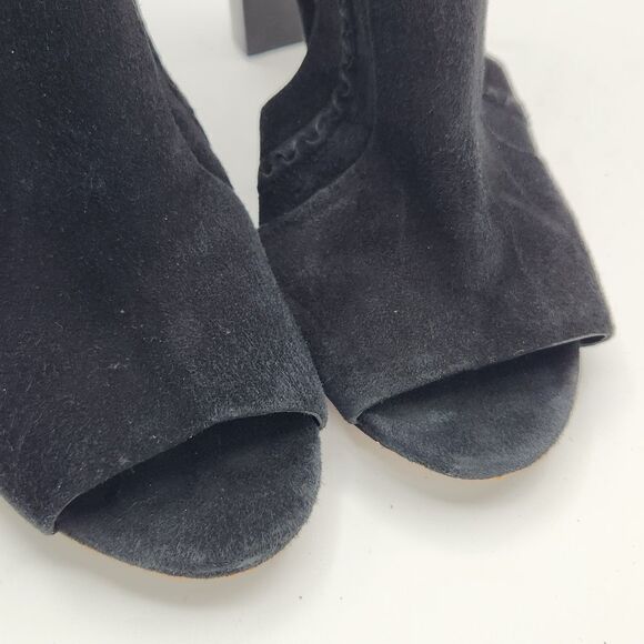 VINCE CAMUTO Conley Black Leather Suede Peep-Toe - Picture 2 of 9